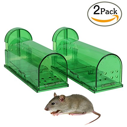Cookey Humane Mouse Trap, No Kill Live Catch and Release Mice Cage, Reusable and Easy To Set Mouse Snap Trap Safe for Children and Pets, Pack of 2