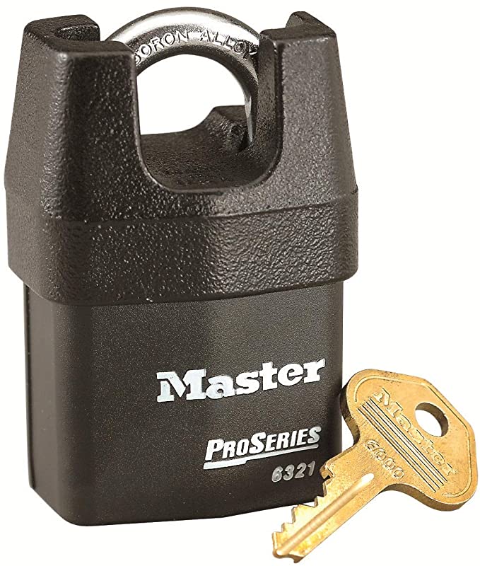 MASTER LOCK Heavy Duty Weatherproof Padlock [Closed Shackle] [Key] [Outdoor] 6321EURD – For Transportation and Industrial Applications