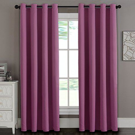 H.Versailtex Thermal Insulated Blackout Innovated Microfiber Formaldehyde-free Kids Room Curtains,Grommet Top,52 by 84 - Inch - Fuchsia Pink - Set of 2 Panels