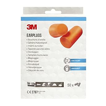 3M 1100 Inserti auricolari, Confezione Contractor, 50 paia/confezione (94-105 dB)