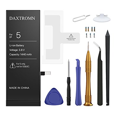 DAXTROMN Replacement Battery for iP 5 / 5G Compatible with ( A1428 , A1429 and A1442 ) with Complete Repair Tool Kits & Instructions - 24-Month Warranty