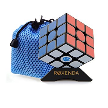 Roxenda Gan 356 Air Master 3x3 Smooth Magic Cube Ganspuzzle Speed Cube Puzzles Black with Cube Stand and Bag (Gan 356 Air Master)