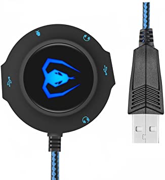 Beexcellent External USB 2.0 Sound Card HUB HiFi 3D Surround Sound Audio Adapter with 3.5mm Jack, Microphone Jack, USB HUB for PC, Laptop, MAC, Compatible with Windows, Vista, Mac iOS (Blue)