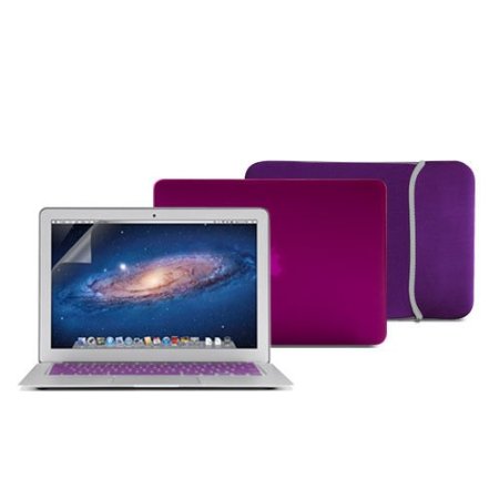 Macbook Air 13 Case, GMYLE Hard Case Frosted for MacBook Air 13.3 inch (Model: A1369 and A1466) - Deep Purple 4 in 1 Bundle - Matte Cover - Sleeve Bag - Silicon Keyboard Skin - Clear Screen Protector