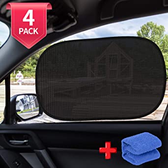 AiBast Car Sunshade 4 Pack - 80 GSM, Full UV Protection with 15s Film