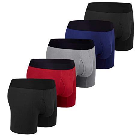 ADOLPH Men's Boxer Briefs 5 Pack No Ride-up Breathable Comfortable Cotton Underwear
