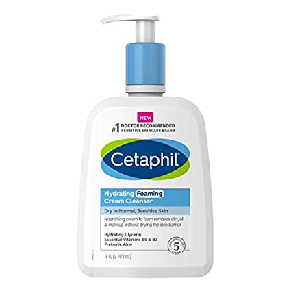 Cetaphil Cream to Foam Face Wash, Hydrating Foaming Cream Cleanser, 16 oz, For Normal to Dry, Sensitive Skin, with Soothing Prebiotic Aloe, Hypoallergenic, Fragrance Free