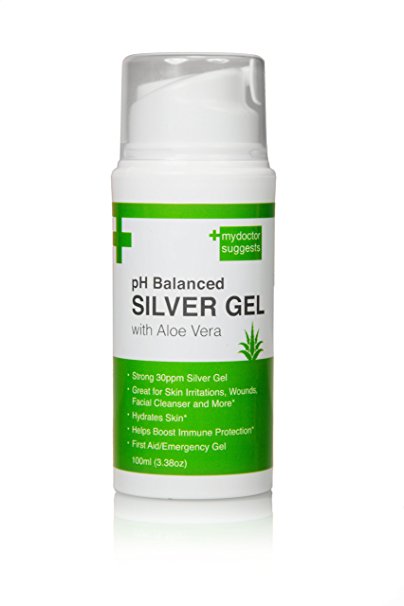 First Aid Silver Gel: pH Balanced Silver Gel with Aloe Vera - Strong 30ppm Silver Gel in a 3.38oz Easy Pump Container: Use for Cuts, Scrapes, Burns, Wound Care and More (1)