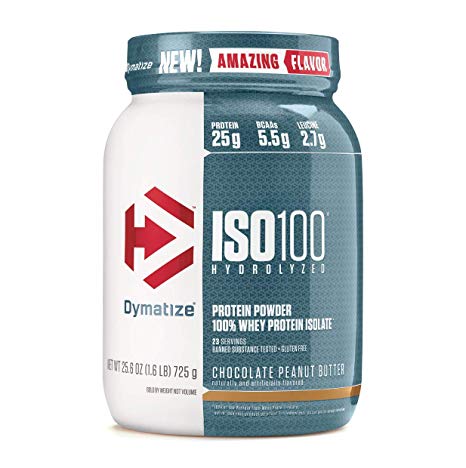 Dymatize ISO 100 Hydrolyzed Whey Protein Powder Isolate, Chocolate Peanut Butter, 1.6 Pound