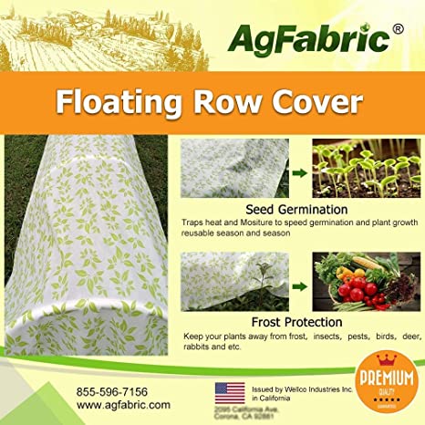 Agfabric Warm Worth Heavy Floating Row Cover & Plant Blanket, 0.9oz Fabric of 6x100ft with Green Leaves Pattern for Frost Protection & Harsh Weather Resistant
