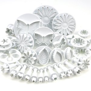 HOSL 10 Sets (33 Pcs) Plunger Cutters Sugarcraft Cake Decorating (Heart, Veined Butterfly, Star, Daisy, Veined Rose Leaf ,Carnation, Blossom, Flower, Sunflower , Other)