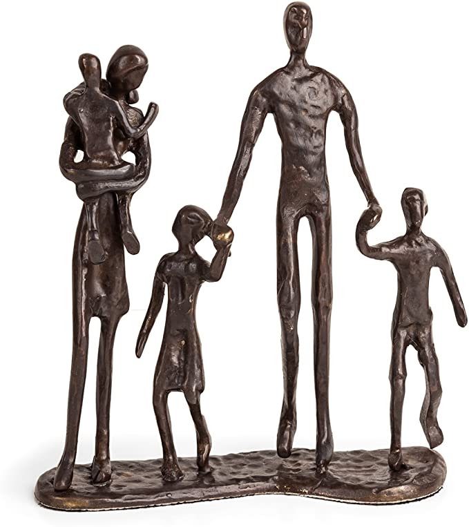 Danya B. Family of Five Sand Casted Metal Sculpture in a Beautiful Bronze Finish Bottom-Lined with Velveteen