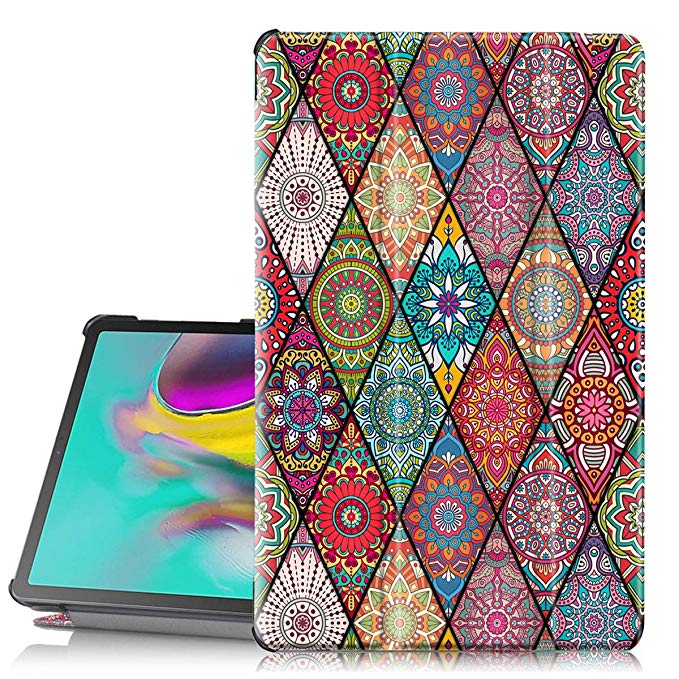 Hocase Galaxy Tab S5e 10.5 SM-T720/SM-T725 Case, PU Leather Case with Cute Flower Design, Auto Sleep Wake Feature, Hard Back Cover for Samsung Galaxy Tab S5e 10.5-Inch 2019 - Mandala Flowers