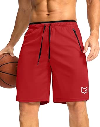 G Gradual Men's Gym Shorts wtih Zipper Pocket 9" Athletic Basketball Mesh Shorts for Men Workout Quick Dry Lightiweight