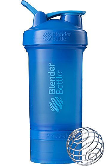 BlenderBottle ProStak System with 22-Ounce Bottle and Twist n' Lock Storage, Cyan/Cyan