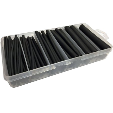Dual Wall Adhesive Lined Heat Shrink KIT - 85 Pieces - 31 Shrink Ratio - Size Range 332 to 12 - Black