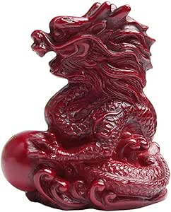 1Pcs Mini RED Chinese Feng Shui Dragon Figurine Statue for Luck Success