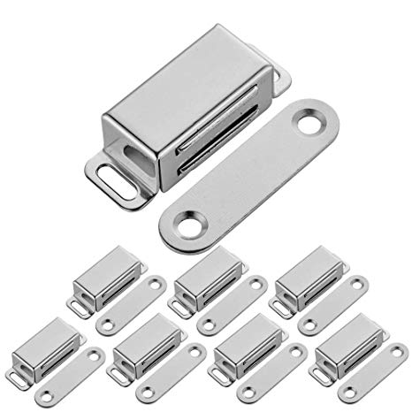 JQK Magnetic Cabinet Door Catch, Stainless Steel Closet Catches with Strong Magnetic, Furniture Latch 15 lbs (Pack of 8), CC100-P8