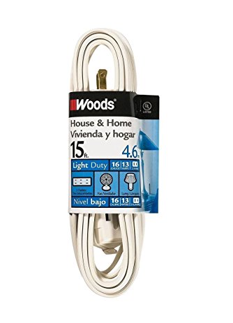 Coleman Cable 0603W 2 Pack 16/2 15ft. Cube Tap Extension Cord, White