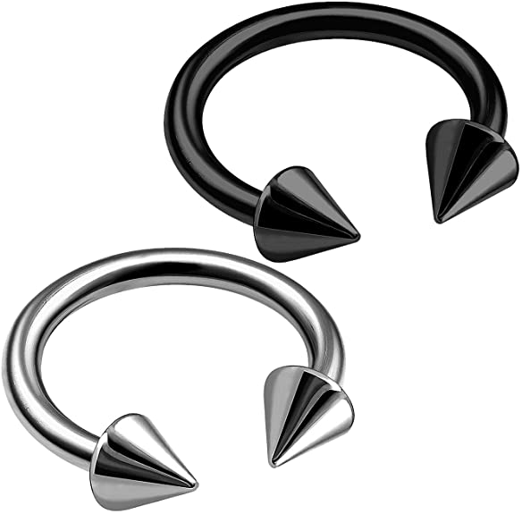 bodyjewellery 2pcs 16g Horseshoe Earrings Anodized Titanium Lip Ring Helix Snake Bite Nose Ear Septum Cartilage B2TCU - Pick Color