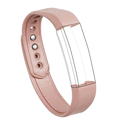 Fitbit Alta Bands, Wearlizer Genuine Leather Smart Watch Replacement Strap Wristband for Fitbit Alta - Small Pink