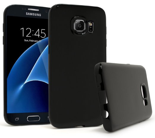 Samsung Galaxy S7 Case, Bastex Slim Fit Premium Shock Absorbing Flexible Rubber TPU Gel Case Cover for Samsung Galaxy S7 - Black