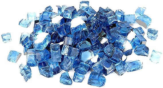 Skyflame 10-Pound Fire Glass for Fireplace Fire Pit and Landscaping, Pacific Blue Reflective, 1/2-Inch