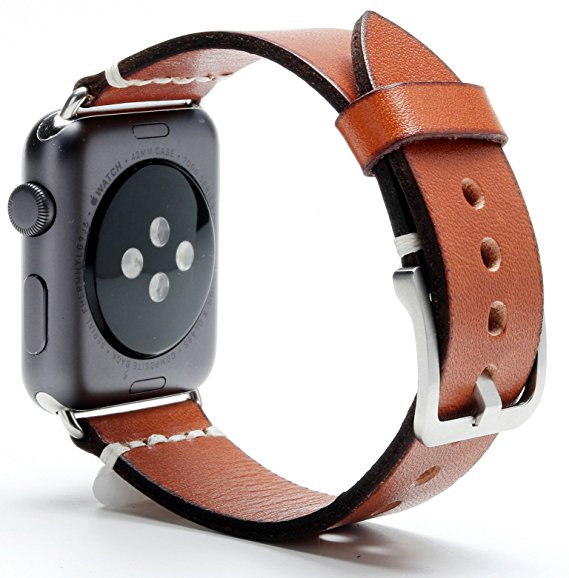 For Apple Watch Band 42mm, Apple Watch Band Genuine Leather iWatch Bands 42mm Men Dark Brown