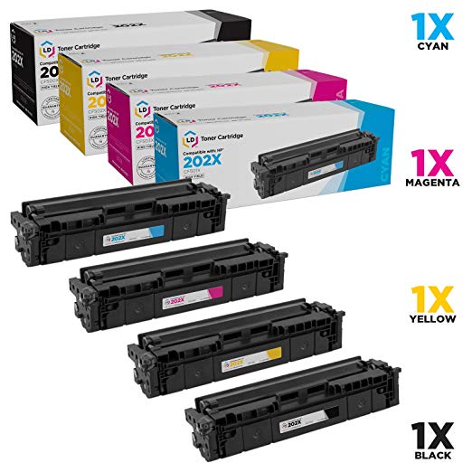 LD Compatible Toner Cartridge Replacements for HP 202X High Yield (1 Black, 1 Cyan, 1 Magenta, 1 Yellow, 4-Pack)