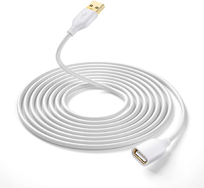 USB Extension Cable, Besgoods 16Ft/5M USB 2.0 Type A Male to A Female Extension Cord USB Cable Extender with Gold-Plated Connectors for Hard Drive,WiFi,Keyboard,Mouse,Printer-White