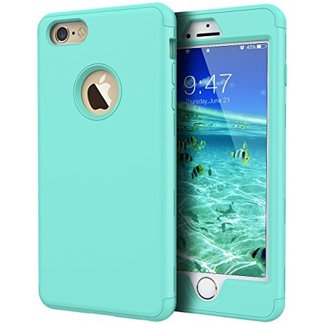 iPhone 6S Plus 6 Plus Case, WeLoveCase Defender Series Hybrid High Impact Heavy Duty Hard PC Outer Shell with Inner Soft Rubber 3 in 1 Full-body Armor Protective Case for iPhone 6S Plus 5.5" Cool Mint