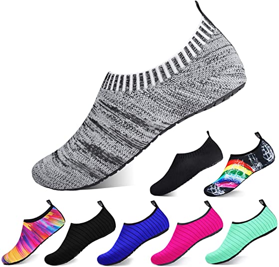 semai Water Shoes Quick-Dry Swimming Socks, Non-Slip Soft Beach Shoes Barefoot Water Sports Shoes Breathable Aqua Socks for Women Men Kids, Elastic Easy-fit Footwear for Beach Swimming Yoga Diving