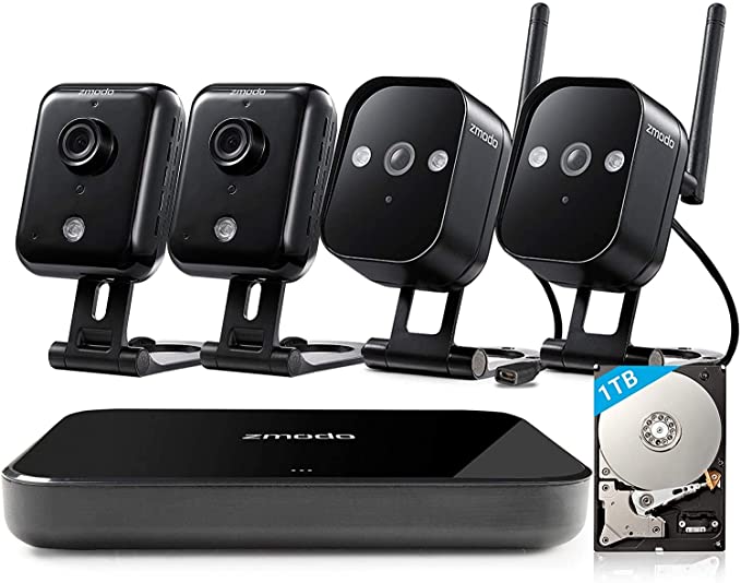 Zmodo Replay 4CH NVR 4Outdoor Indoor WiFi Audio Camera Home Security System 1TB(Renewed)