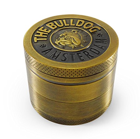 Best Tobacco, Herb and Spices Grinder for Weed and dry herbs,With Pollen, Kief Catcher. Bulldog Design by Kozo Grinders. 4 Piece Metal Zinc Alloy.