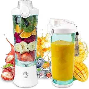 Portable Blender, Smoothie Maker Blender with 6 Ultra-sharp Blades, Personal Blender for Shakes and Smoothies Baby Food, 20 Oz Mini Blender with Travel Lid & Cleaning Brush for Home Travel Work(600ML)