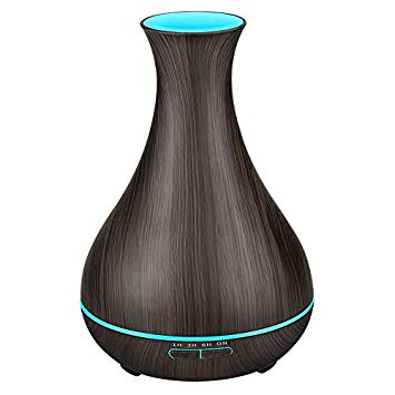 KBAYBO 550ml Aroma Diffuser Big Capacity Diffuser Essential Oil Diffuser Ultrasonic Air Humidifier with Wood Grain 7-Color LED Night Light for Office Home Spa Yoga (Dark Wood Grain)