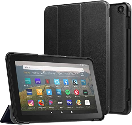 MoKo Case Fits All-New Kindle Fire HD 8 Tablet/Fire HD 8 Plus Tablet(10th Generation, 2020 Release) Case, Lightweight Slim Shell Shockproof PC BackShell Stand Cover with Auto Wake/Sleep - Black