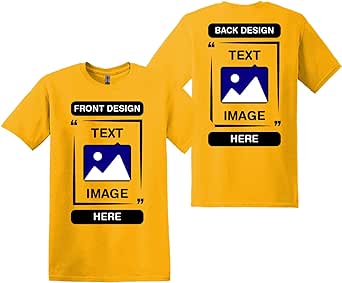 Gildan Custom T-Shirts - Personalized Unisex Crewneck Tee Shirt - Customize Your Image, Text & Photo - Men Women Adult