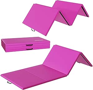 Signature Fitness 10ft x 4ft Four Fold Folding Exercise Mat with Carrying Handles for MMA, Gymnastics and Home Gym Protective Flooring, 2-inch Thick