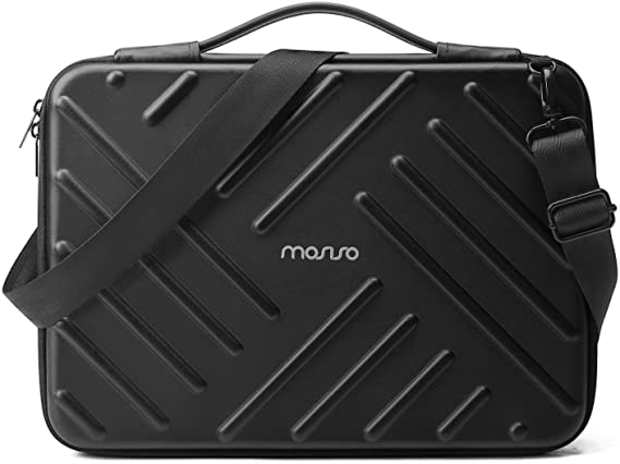 MOSISO Laptop Shoulder Bag Compatible with MacBook Pro 14 inch 2023 2022 2021 Release A2779 M2 A2442 M1 Pro / M1 Max Chip, Waterproof Shockproof Diagonal Stripe Case Bag, Black