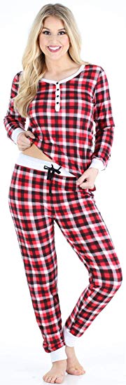 Sleepyheads Women's Knit Long Sleeve Henley and Pant Pajama Set
