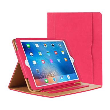 iPad Air Case - Leather Stand Folio Case Cover for Apple iPad Air Case with Multiple Viewing Angles, Document Card Pocket (Pink)