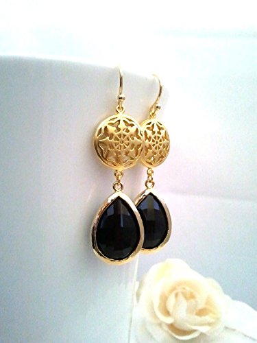 Black Gold Drop Earrings
