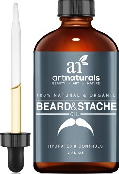 Art Naturals Organic Beard Oil & Leave-In Conditioner 2 oz- 100% Pure & Natural Unscented - Best for Groomed Beard Growth, Mustache, Face and Skin Softens Your Beard and Stops Itching & Treats Acne