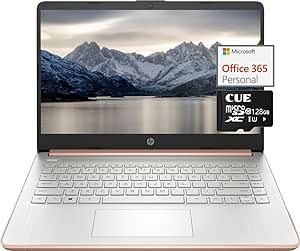 HP Newest 14 Ultra Light Laptop for Students, Quad-Core Intel N4120, 8GB RAM, 192GB Storage(64GB eMMC 128GB SD Card), with 1 Year Office 365 Included, WiFi, Webcam, HDMI, USB-C, Win 11