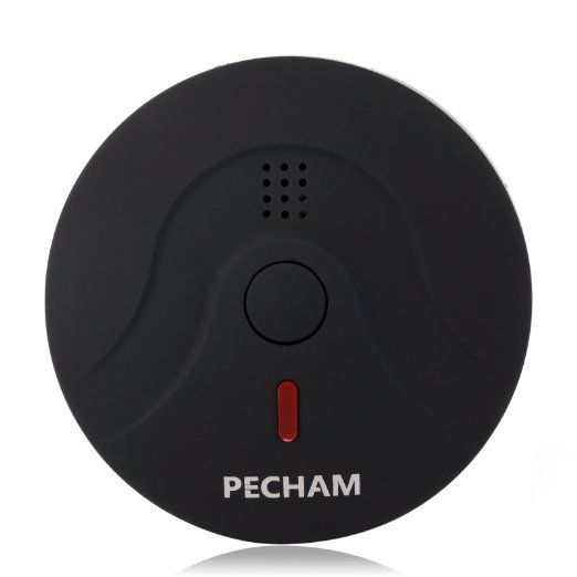 Smoke Detector PECHAM 2599 Battery Powered Fire Alarm Smoke Detector with Photoelectric Sensor Black