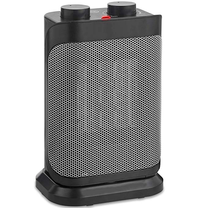 VonHaus Oscillating Ceramic Tabletop/Floor Heater with Thermostat, Fan Quiet, Tip-Over and Overheat Protection - 1500W Portable Electric Fan Heater