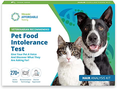 5Strands Pet Food Intolerance Test, at Home Dog or Cat Hair Sample Collection Kit, 270 Items, Accurate for All Ages and Breed, Results in 7 Days - Protein, Grain, Fruit, Preservatives
