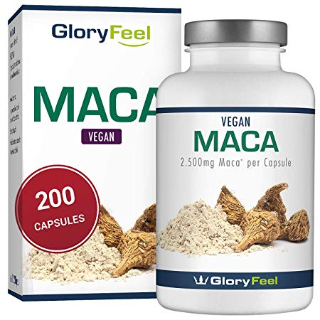 Maca Root Capsules - 2500mg Maca - 200 Vegan Maca Capsules with Additional Vitamin B12 (More Than 6 Month's Supply) - High Strenght Maca Root Capsules for Men and Women
