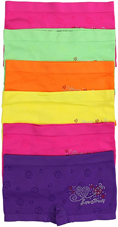 ToBeInStyle Girls' Pack of 6 Graphic Design Boyshorts